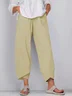 Cotton Pocket Stitching Casual Plain Pants