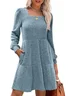 Women's Long Sleeve Spring/Fall Black Plain Crew Neck Daily Going Out Casual Mini A-Line Dress