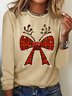 Christmas Coquette Bow Casual Long Sleeve Shirt