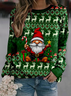 Santa Claus Gnome  Christmas tree Christmas Elk Crew Neck Santa Claus Casual Loose Sweatshirt