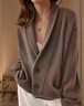 Buckle Casual Plain Wool/Knitting Cardigan