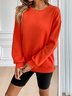 Crew Neck Loose Casual Plain Sweatshirt