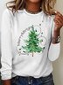 Merry And Bright Christmas Tree🎄 Print Casual Long Sleeve Shirt