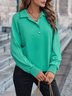 Women's Blouse Summer Green Plain Buckle Shirt Collar Daily Going Out Casual Top