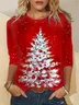 Christmas Tree Design Round Neck T-Shirt