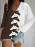Women's Western Horse Print Loose V Neck Casual Cotton T-Shirt