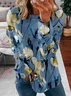 Crew Neck Loose Casual Floral Sweatshirt
