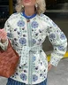 Crew Neck Floral Vintage Loose Padded Jacket