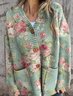 Loose Floral Casual V Neck Sweatshirt