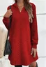 Hoodie Fluff/Granular Fleece Fabric Casual Dress With No