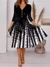 V Neck Casual Gradient Pattern Dress