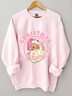 Holiday Pink Santa Print Sweatshirt