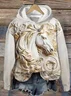 Women's Vintage Embossed Horse Print Hoodie
