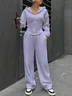 Hoodie Plain Casual Two-Piece Set