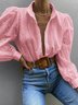 Plain Loose Shawl Collar Casual Shirt