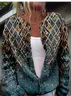 Knitted Plaid Crew Neck Casual Cardigan