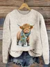 Women's Casual Highland Cow Knit Sweatshirt