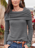 Jersey Plain Casual Off The Shoulder Blouse
