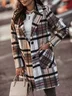 Shawl Collar Loose Plaid Casual Coat