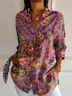 Loose Casual Ethnic Shirt Collar Shirt