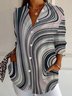 Geometric Casual Shirt Collar Loose Shirt