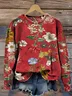 Vintage Floral Print Casual Sweatshirt