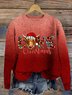 Women's Christmas Highland Cow Print Knitted Crew Neck Sweater
