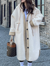 Plain Loose Fluff/Granular Fleece Fabric Casual Jacket