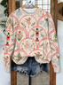 Floral Casual Crew Neck Loose Sweatshirt