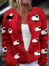 Lovely Christmas Sheep Art Print Buttoned Cardigan Sweater