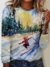 Crew Neck Jersey Casual Abstract T-Shirt