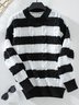 Crew Neck Striped Casual Sweater