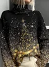 Loose Casual Mock Neck Christmas Sweatshirt