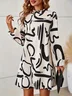 Women's Long Sleeve Spring/Fall Yellow Abstract Daily Going Out Casual Midi A-Line Dress