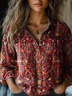 Ethnic Loose Shawl Collar Shirt