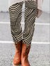 Abstract Striped Print Casual Leggings