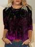 Loose Casual Crew Neck Ombre T-Shirt