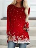 Casual Christmas Crew Neck Loose T-Shirt