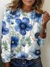 Floral Print Long Sleeve Crew Neck T-shirt