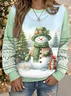 Christmas Snowman Print Long-Sleeved Sweatshirt