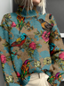 3D Printing Vintage Loose Mock Neck Sweatshirt