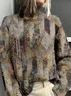 Mock Neck Random Print Ethnic Loose Sweatshirt