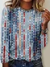 Women's Casual Geometric Print Round Neck Long Sleeve T-Shirt