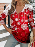 Christmas Snowflake Print Long Sleeve Crew Neck T-shirt