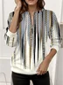 Abstract Printed Casual Long-Sleeved Half-Open Collar Sweatshirt