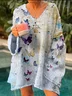 V Neck Butterfly Loose Boho Sweater
