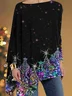 Jersey Casual Ethnic Crew Neck Blouse