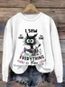 Animal Crew Neck Loose Casual Sweatshirt