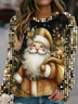 Casual Christmas Crew Neck Loose Sweatshirt