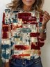 Geometric Print Long Sleeve Crew Neck T-shirt